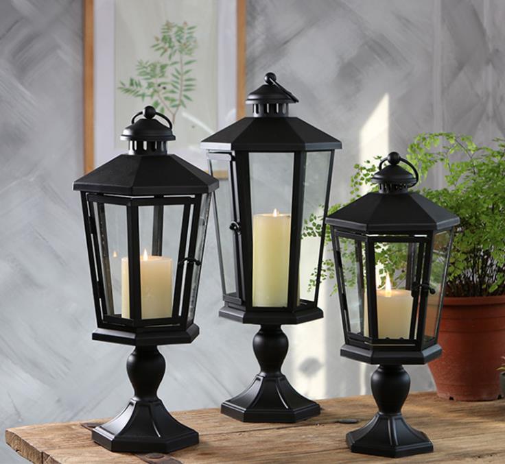 Home Dekoration Verwenden Sie Pedestal Lantern Dekorative Kerzen Laternen
