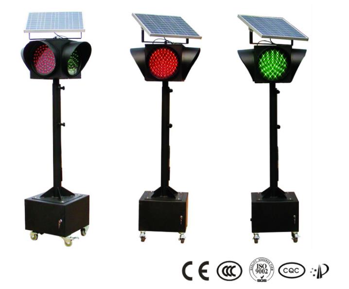 Rotes, gelbes und grünes Straßenverkehrslicht, solare LED Warnleuchte